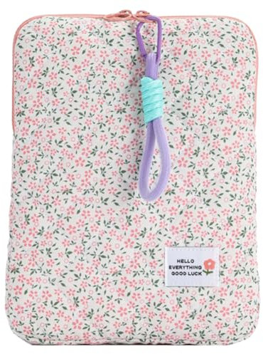 Puffy Quilted Laptop Sleeve Case, 11 Inch Floral Cute Laptop Bag, Aesthetic Macbook Sleeve for Women Ladies Girls, Compatible with MacBook Air/Pro Ipad Tablet