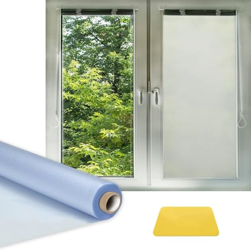LELE LIFE Milchglas-Fenster-Sichtschutzfolie, 5 m x 40 cm, statische Haftung, hitzeblockierend, nicht klebend, entfernbar, für Badezimmer, Glastür, Tag und Nacht, Frostschutzabdeckungen (Rein)