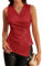 GRACE KARIN Party Oberteile Damen Blusenshirt Festlich Pailletten Oberteile Ärmellos Top Damen V Ausschnitt S Rot-11