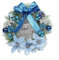 Advokingtap Funkelnder Weihnachtskranz für Haustür mit schöner Schleife, 30 cm, Winterkränze für Haustür, Fenster, Wand, Ferienhaus Dekoration (blau)