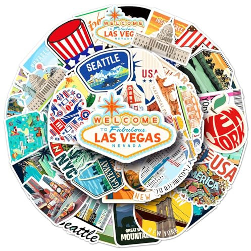 Affoto US Aufkleber für Laptop(50PCS),Geschenk für Kinder Jugendliche Erwachsene Jungen,USA Flagge Wasserdicht Vinyl Aufkleber Stickers für Scrapbook,Skateboard,Auto,Gepäck