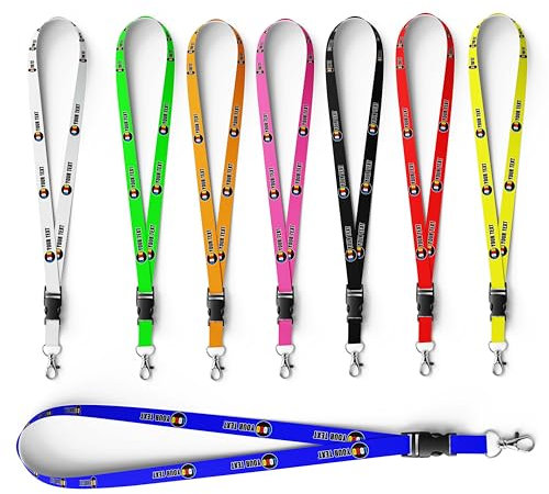 GSCSP Cordini personalizzati per collo con porta carte di credito, cordini natalizi personalizzati, cordini per visitatori, ideali per carte d'identità e badge, Blu, Taglia unica