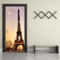 3d Türtapete Selbstklebend Sonnenuntergang Eiffelturm Türposter Fototapete, Schlafzimmer Wohnzimmertür Aufzug Tür Aufkleber B100 x H200cm