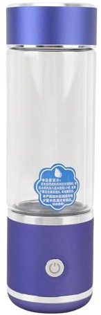 POENVFPO Botella de Agua de Hidrgeno, Generador de Agua de Hidrgeno 1600PPB Botella de Porttil Rica en Taza de Vidrio de Rica Recargable de 300 Ml (Blue