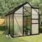 Begehbares Gewächshaus aus Polycarbonat mit Aluminiumrahmen und Fundament, Bodenbefestigung, 190 x 190 x 202 cm, 3,61 m²