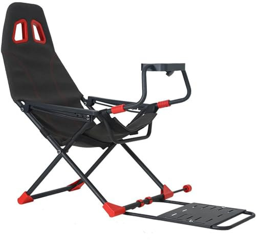 GYLSLW Foldable Simulator Cockpit, Racing Wheel Simulator, Stand Cockpit With Racing Seat, Adjustable Steering Wheel Stand, Seat, Backrest, Ergonomics Foldable Simulator Cockpit