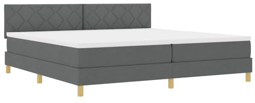 vidaXL Boxspringbett mit Matratze Dunkelgrau Gepolstert 200X200 cm Modernes Design Stoff für Erwachsene mit Naturholzbeinen Bequem Keine Montage erforderlich Schlafzimmermöbel Große Diamantblock