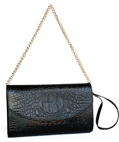 WuXingMeiLi Elegant Black Women's Clutch Bag for Weddings, Evening Bags and Clutches, Wrist Bag (T1 Black)