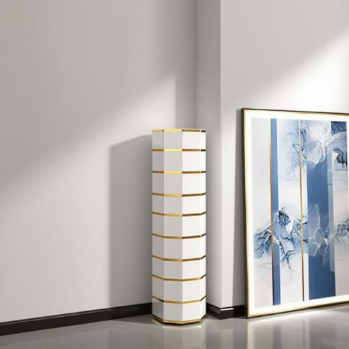 SVFOEBJM 360° Rotating Octagon Shoe Rack Tower – Free-Standing Metal Revolving Cabinet with Doors, Space-Saving Shoe Storage for Entryways (35 * 127cm)