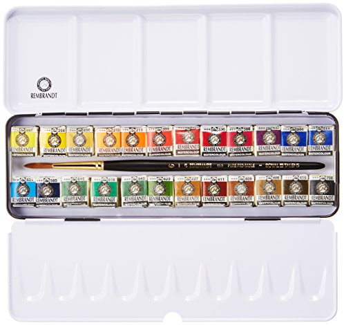 Rembrandt Lot de 24 peintures aquarelles Metal Deluxe