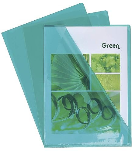 Exacompta 661295E 100er Pack PVC-Kunststoff Aktenhüllen. Für DIN A4 transparent glasklar grün oben und seitlich offen Plastikhülle Klarsichthülle für Büro und die mobile Organisation
