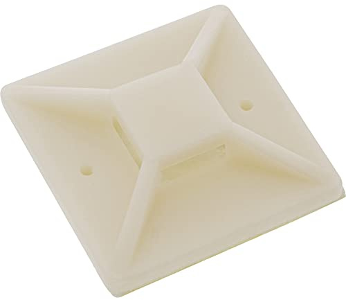 InLine 59965C 10er Pack Befestigungssockel für Kabelbinder, 20x20mm, selbstklebend, natur