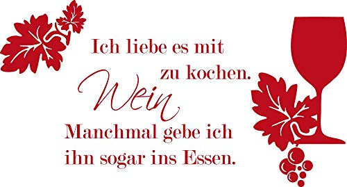 GRAZDesign Wandtattoo Küche Spruch Ich liebe es mit Wein zu kochen | Küchenaufkleber - 106x57cm / 031 rot