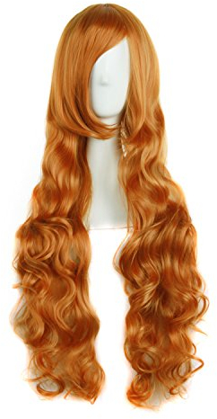 MapofBeauty 32 Langes Haar Spirale lockige Cosplay Kostüm Perücke (orange)