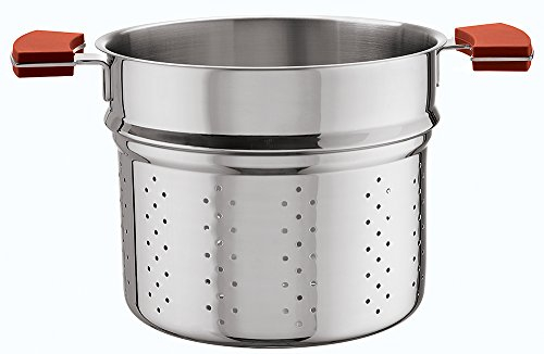 Sambonet Stainless Steel Stock Pot Colander 20 12 O 'Clock/Silicone Red