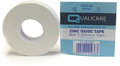 Qualicare 6 ROLLS OF 1.25CM x 10M WHITE ADHESIVE DURABLE MEDICAL BINDING SPORTS ZINC OXIDE INJURY SUPPORT STRAPPING TAPE