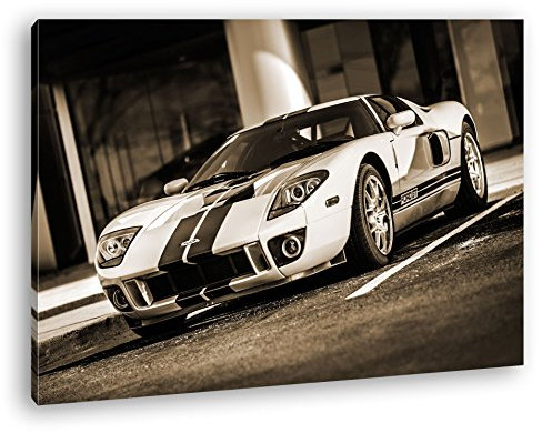 Leinwandbild Atemberaubender Ford GT, sportlich und kraftvoll Format: 100x70 cm Effekt: Sepia XXL Kunstdruck Bild auf Keilrahmen/Wandbild/Wohnzimmer Deko