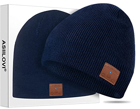 ASIILOVI Gorro de Invierno con Bluetooth 5.0, inalámbrico, con micrófono Integrado Desmontable y Altavoces estéreo HD para Exteriores, Unisex (01-Blue)