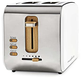 Nedis Toaster - Soft-Touch - 6 Verschiedenen Stufen - Auftau- und Aufwärmfunktion - Krümelschublade - Selbstabschaltung - Haushaltsgerät - Abbruch-Funktion - 2 Breite Öffnungen - Weiss