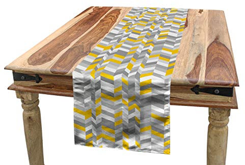 ABAKUHAUS Jahrgang Tischläufer, Home Style Zig Zag, Esszimmer Küche Rechteckiger Dekorativer Tischläufer, 40 x 180 cm, Gelb Grau