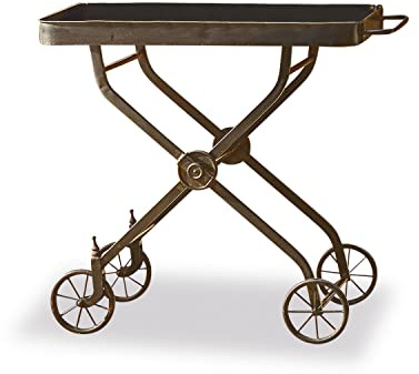 Loberon Servierwagen Norfolk, Wunderschöne Patina, Vintage-Charakter, für Innen & Außen Geeignet, Gartenmöbel, Beistelltisch, Eisen, antikbraun