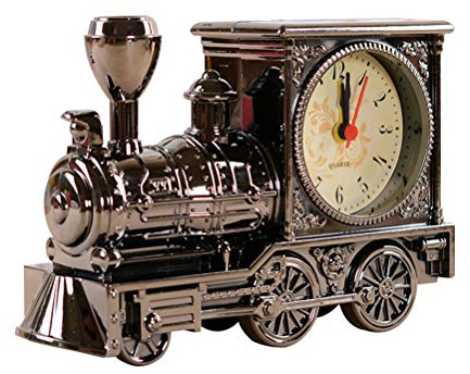BESPORTBLE Antike Lokomotive Form Wecker Kunststoff Modell Wecker Kreative Desktop Dekor (Grau)