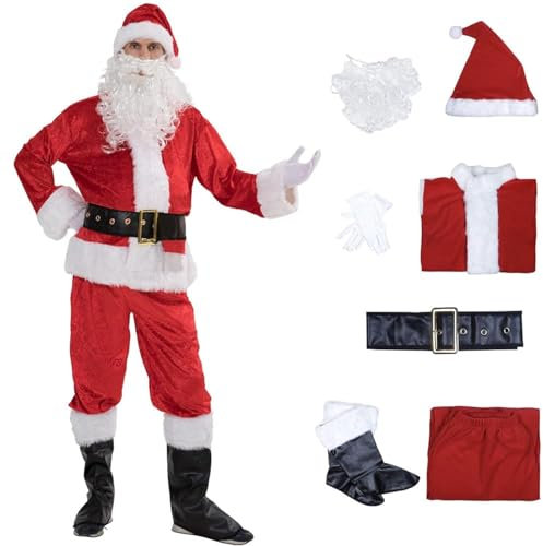 EraSpooky Uomo di Qualità Professionale Babbo Natale Babbo Natale Suit Costume Da Natale Outfit (X-Large)