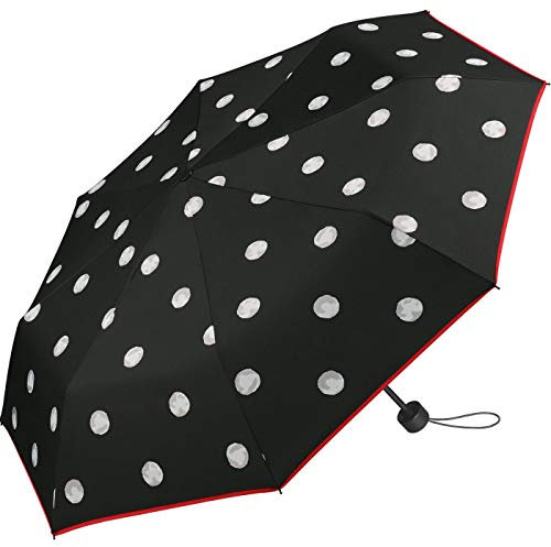 Parapluie à pois noirs et blancs, Parapluie de poche avec ouverture manuelle, 95 cm, À pois
