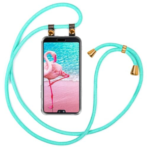 moex Handykette für Huawei P20 Hülle mit Band abnehmbar, Handyhülle mit Kette zum Umhängen, Handyband Kordel Umhängehülle, Necklace Handy Umhängeband, Türkis