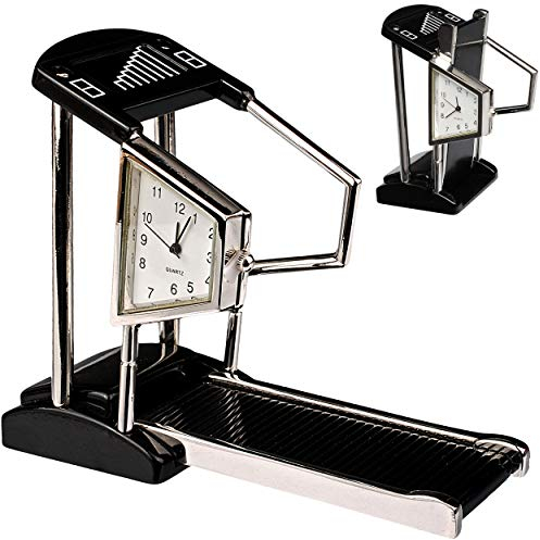 alles-meine.de GmbH kleine - Tischuhr/Miniatur - Uhr - Fitnessgerät/Laufband - aus Metall - 10 cm - batteriebetrieben - Analog - Batterie - schwarz - Zahlen Stehuhr/Standuh..