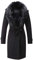 Giolshon Veste Longue en Cuir Imitation Daim pour Femmes, Vêtements D'hiver Trench-coat à la Mode Ceinturé pour Motard avec col en Fourrure Amovible FF20 Noir XL