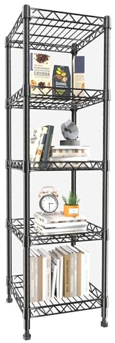5 nivåer stående hyllmetallenheter, justerbar höjd trådhylla visningsställ för tvätt badrum kök 30 cm B x 30 cm D x 50 cm H, svart