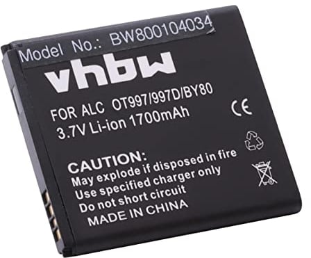 vhbw 1x Batterie Remplacement pour Alcatel TLiB5AF pour téléphone Portable (1700mAh, 3,7V, Li-ION)