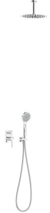 Max-Tres 6218081 Mitigeur monocommande encastré 2 voies pour douche avec pulvérisateur à plafond de 25 cm de diamètre et douche à main Finition chromée
