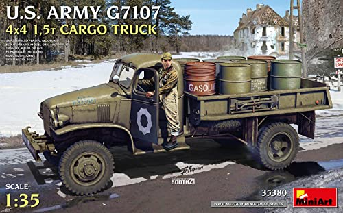 MiniArt 35380 1:35 US Transpo.-LKW G7107 4x4 1,5to (1) - originalgetreue Nachbildung, Modellbau, Plastik Bausatz, Basteln, Hobby, Kleben, Modellbausatz, Zusammenbauen, unlackiert