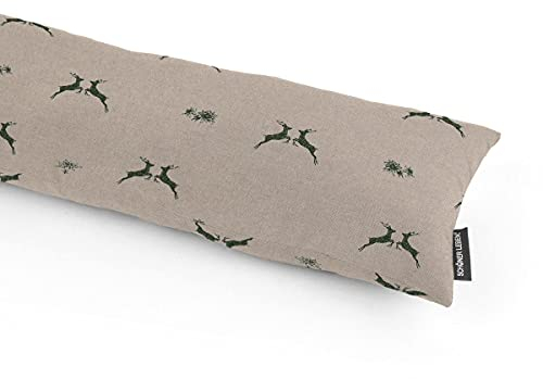 SCHÖNER LEBEN. Zugluftstopper Leinenlook Hirsch Edelweiß Natur grün, Auswahl:80cm Länge