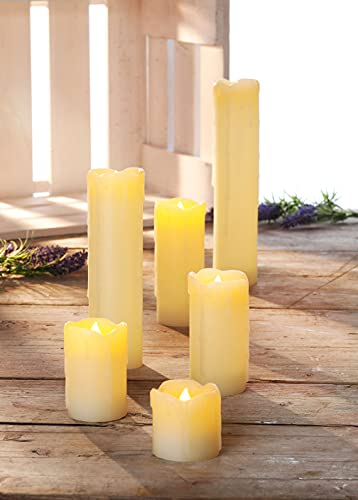Spetebo LED Echtwachs Kerzen - 6er Set/verschiedene Größen - mit flackernder Flamme und Timer Funktion Herbst Winter Weihnachts Dekoration