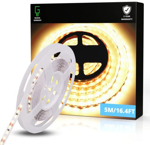 NUOVA GERMANY 10 Metri Striscia LED Bianca Calda 3000K SMD2835 120LED/m, 24V Dimmerabile Alta Luminosità, 14W/M, 140W, 13000Lumen Totali, Luce Nastro Luminoso, IP20 (10M Calda 3000K)