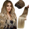 LaaVoo Extensions Tressen Echthaar Ombre Braun Haartressen Echthaar Zum Einnähen Balayage Braun Blond Remy Sew in Weft Hair Extensions Echthaar Glatt 100g 50cm #8/18/60