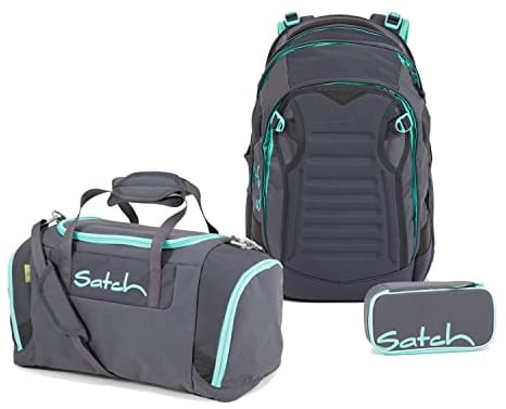 satch Match Schulrucksack Set 3tlg. mit Sporttasche und Schlamperbox (Mint Phantom)