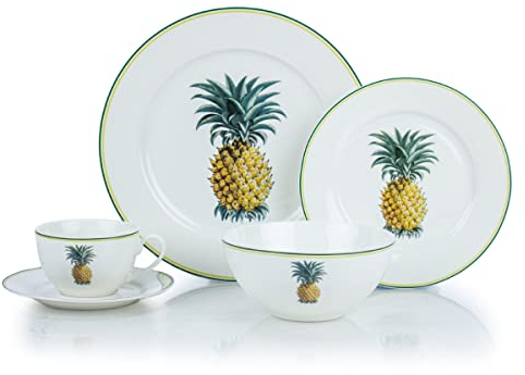 Everything Kitchens Juego de vajilla de porcelana de 20 piezas | Piña