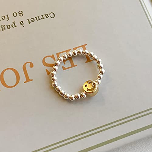 Smiley Gesicht Ringe für Frauen Paare Kreative Perlenkette Elastische Ringe Urlaub Strand Zubehör Geschenke