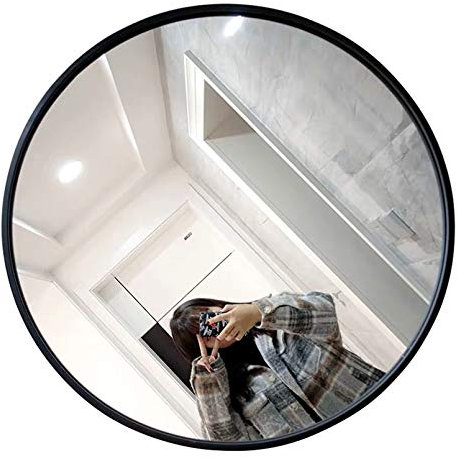 JCjoN Black Circle Wall Mirror - 24 Inch Black Round Wall Mirror for Entryways, Washrooms, Living Rooms - Wrought iron Framed, Black Round Mirror for Wall, Vanity Mirror Large Circle Wall Mirror