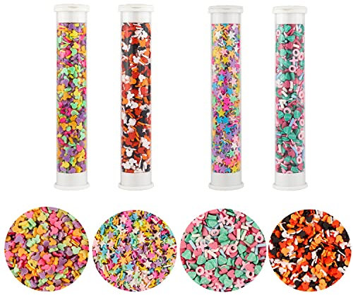 4Pcs Polymer Clay Embellishments; Shaker Sprinkles Embellishments Festival Polymer Clay Slices Soft Clay DIY Decoration for Resin Nail Slime Scrapbooking Charm DIY Art Crafts Making Embellishments