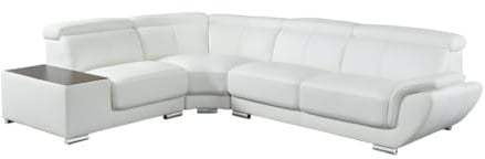 Vente-unique-Ecksofa Leder - Ecke Links - Weiß - NAHIA