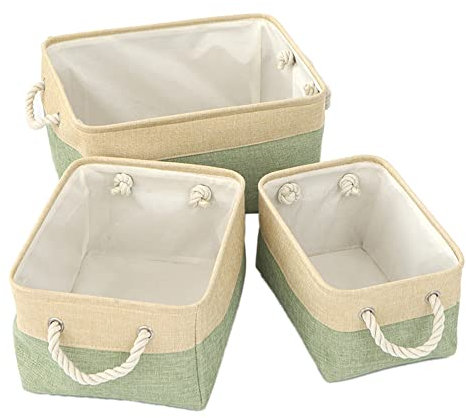2 Stück Faltbare Aufbewahrungskiste ohne Deckel,Aufbewahrungsbox,dekorative Aufbewahrungsboxen aus Stoff mit Griffen zur Organisation von Regalen Schränken,31 x 21 x 13 cm,Grün