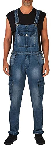 Jeans Salopette per Uomo Denim Salopette Salopette Jeans Uomo Cargo Jeans Retro Tuta Pantaloni da Lavoro Blu Salopette Allentate Salopette Tuta, Blu, 3XL