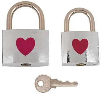 BLUECHOLON Lot de 2 cadenas en argent avec cœur rouge pour la Saint-Valentin