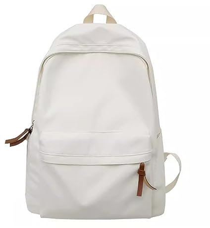 Canvas Rucksack Damen Herren 15.6 Zoll Laptop Einfarbige Schulrucksack Backpack Große Kapazität Mädchen Daypack weiß