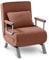 Makika Schlafsessel Schlafsofa TED 3in1 mit Armlehne - Bettfunktion - Verstellbare Rückenlehne - inkl. Kopfkissen - Bis 200kg - Klappsessel Relaxsessel Sofabett Klappbett Gästebett Wohnzimmer Braun